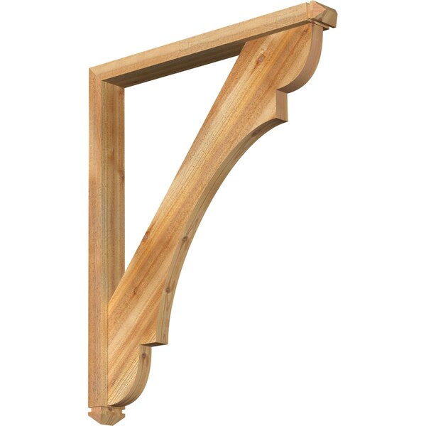 Ekena Millwork Olympic Arts and Crafts Rough Sawn Bracket w/ Offset Brace, Western Red Cedar, 4"W x 34"D x 42"H BKT0402X34X42OLY03RWR - main